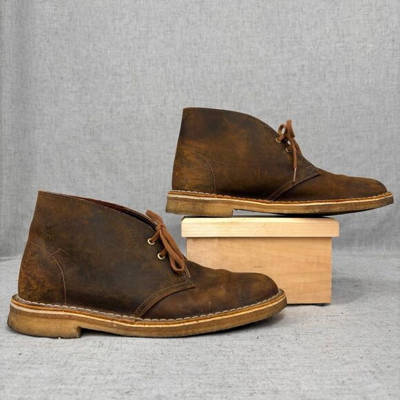 Clarks Originals Desert Boot Brown Leather Beeswax Chukka Lace Up Women's 8.5 - Picture 2 of 11